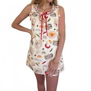 NEW BAILEY ROSE billie coastal picnic printed tank mini dress in cream